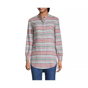 Lands End Womens Flannel A-Line Long Sleeve Tunic Multicolored Long Sleeve M